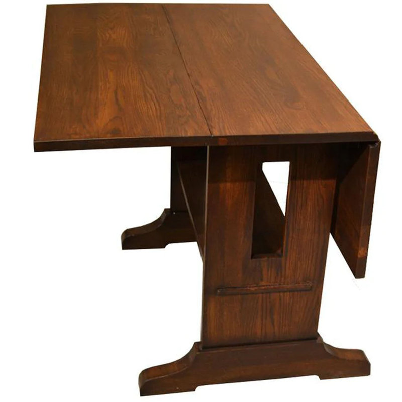 Extendable Oak Solid Wood Dining Table, Walnut, 29" H