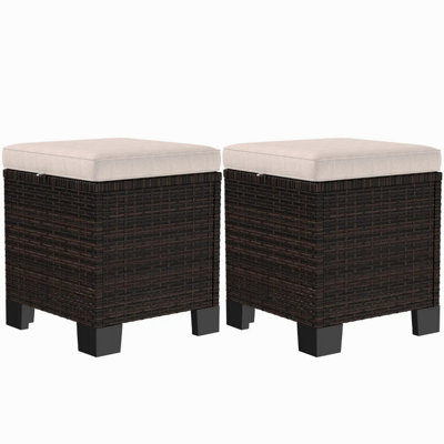 Patio Ottoman,Outdoor Ottoman Cubes Set Of 2