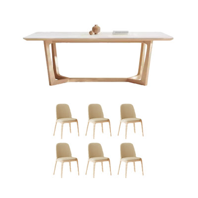 Ash Wood Slate Dining Table