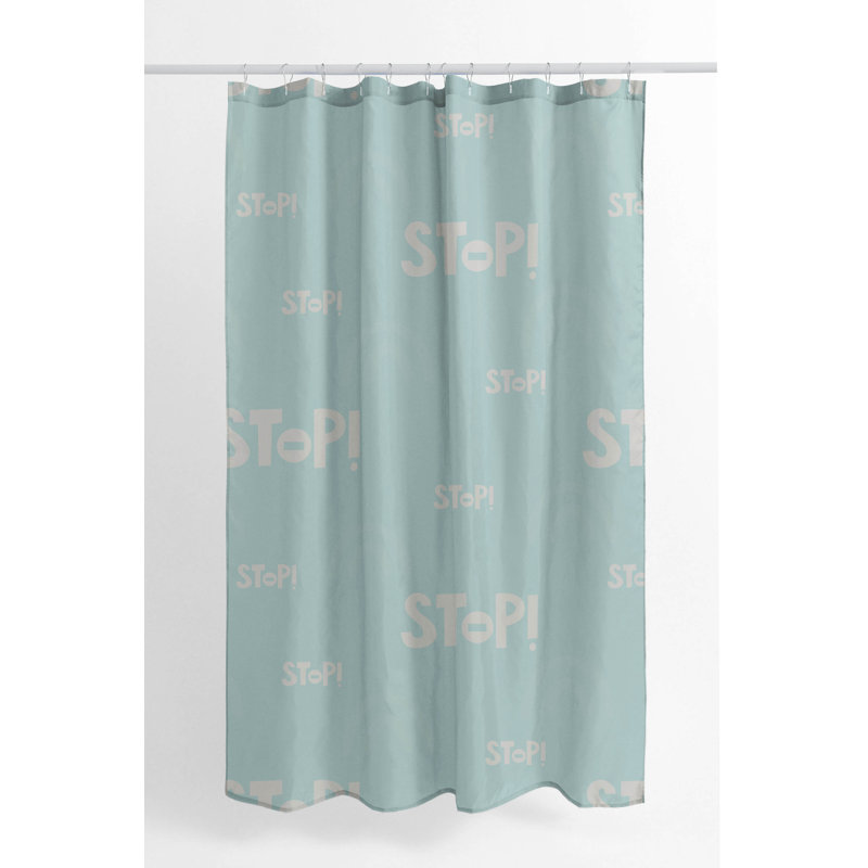 Stop Ultra-Thin Lightweight Shower Curtain, Ivory/Light Blue, 74"H x 71"W
