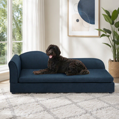 Canapé surdimensionné pour chien pour chien, dossier ondulé moderne, accoudoir simple, tissu en lin respirant de qualité supérieure