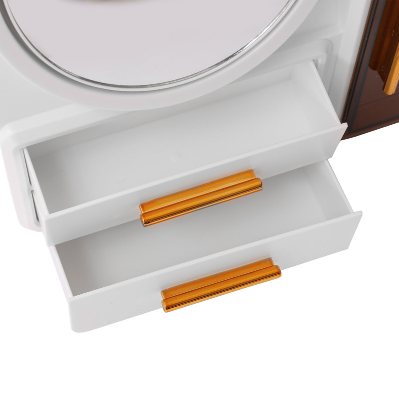 Makeup Organizer With LED Light And Mirror, White