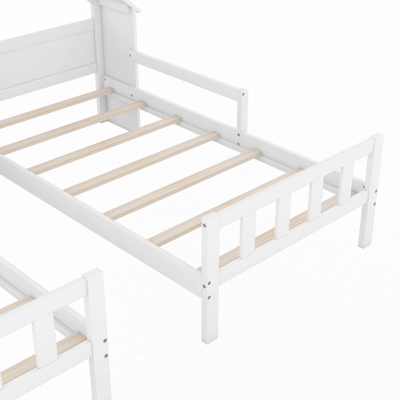 Lit plateforme simple double avec table de chevet intégrée, Blanc
