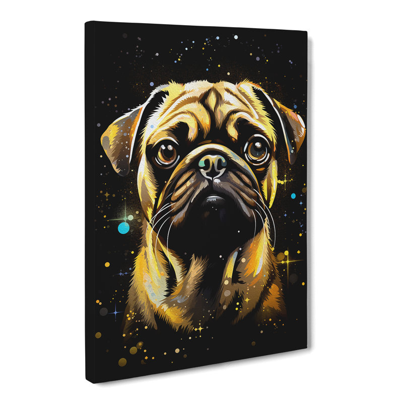 Pug Tachisme No.2 - Wrapped Canvas, 50cm H x 35cm W x 3cm D
