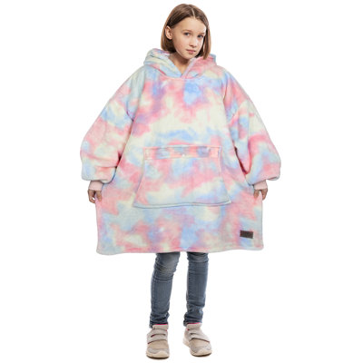 Catalonia Blanket Hoodie for Kids, Oversized Wearable Fleece Sweatshirt Pullover for Teens Youth