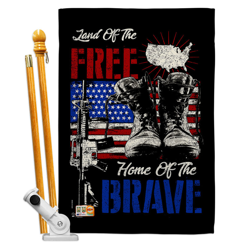 Ensemble de 2 drapeaux en polyester 2 pi 3 po x 3 pi Home of the Brave