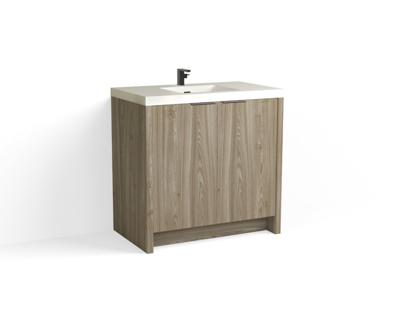 Mesa 36" W Freestanding Single Bathroom Vanity , White Gloss, Nimbus/Matte Black, Single-Hole