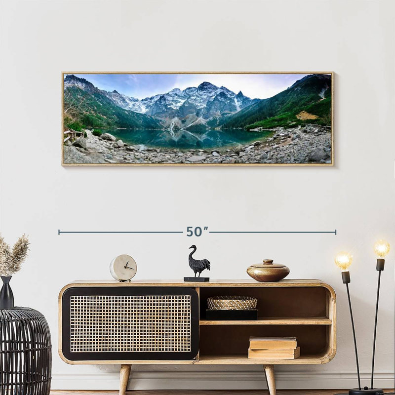 Morskie Oko Lake, Floating Frame Natural Wood, 49" X 17"