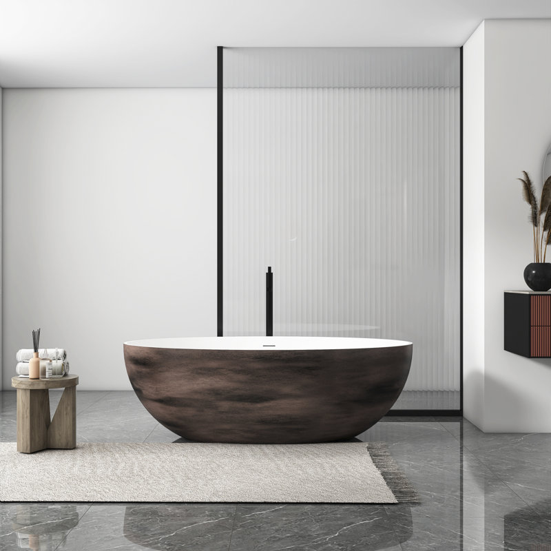 Ergonomic Solid Surface Bathtub Modern Style Ideal For Bathrooms