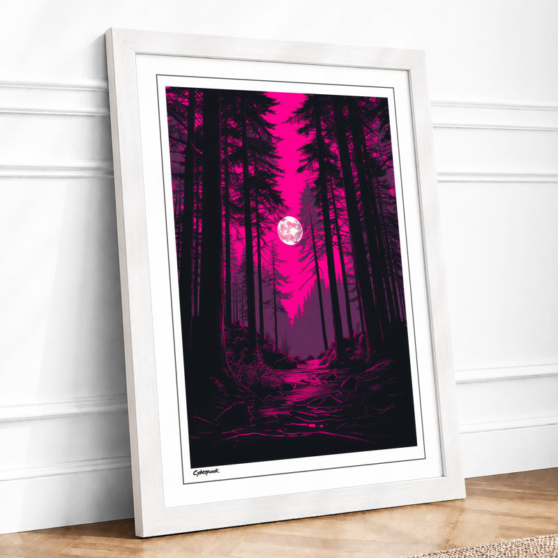 Path To Magenta Moon Japandi - Print, A2 - 59.4 x 42.0 cm, White