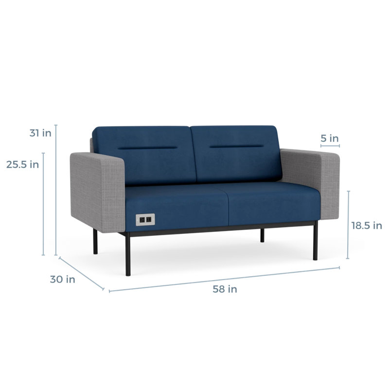 Causeuse de réception Darsey, Patriot Plus Blue Ridge; gris chambray, Avec alimentation, Noir