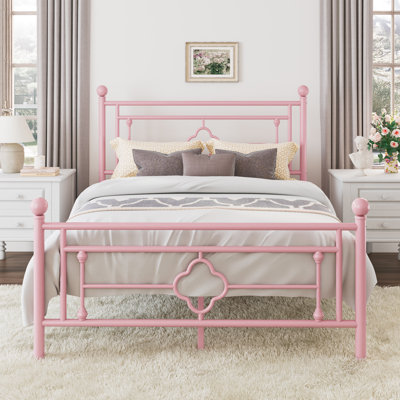 Base de lit plateforme en métal Ajayceon avec tête et pied de lit de style rétro