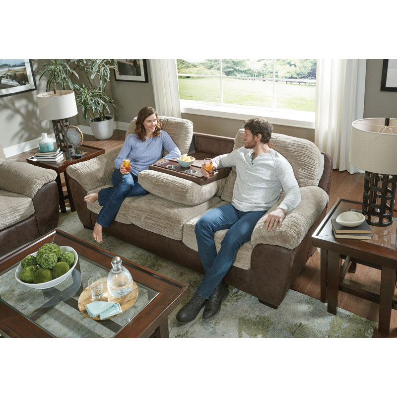 Midgie 96" Wide Upholstered Sofa with Drop Down Table