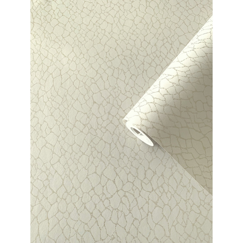Boutique Metallic Webbing Wallpaper Roll, Cream