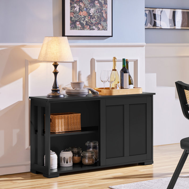 107cm Multifunctional Sideboard with Concealed Storage, Black