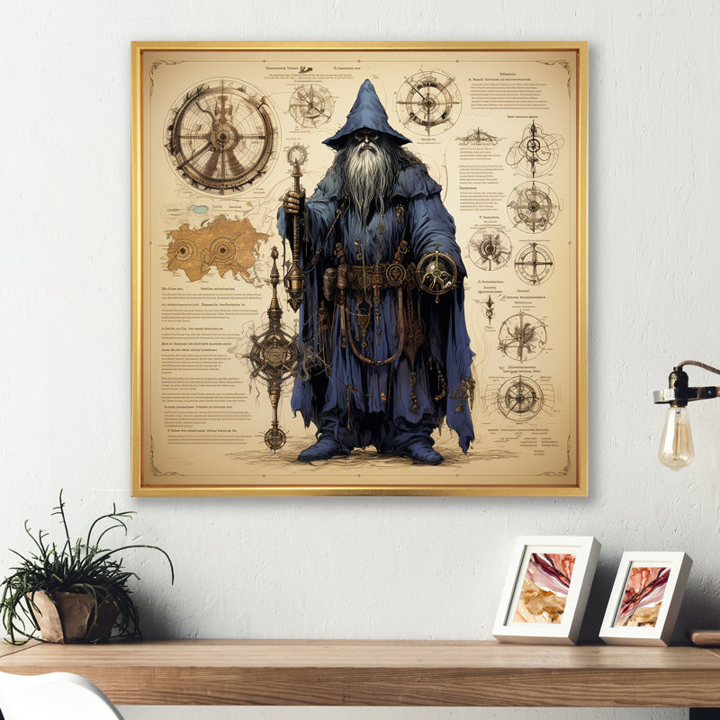 " Diagrammatic Drawing V ", Gold Floater Framed, 24" H x 24" W x 1" D