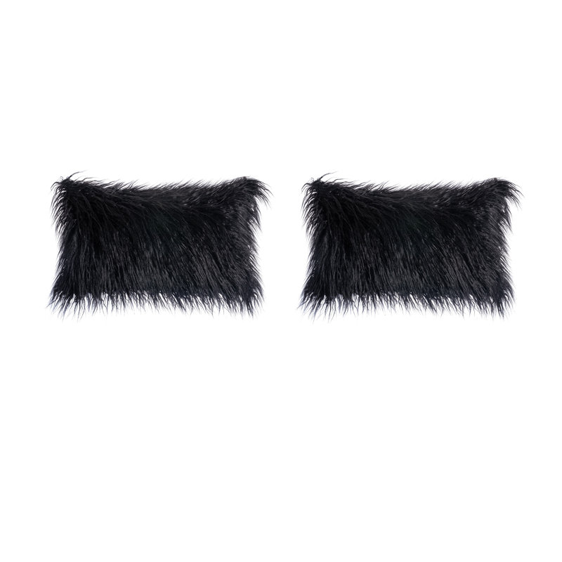 Faux Fur Pattern Faux Fur Throw Pillow Cover Only, Black, No