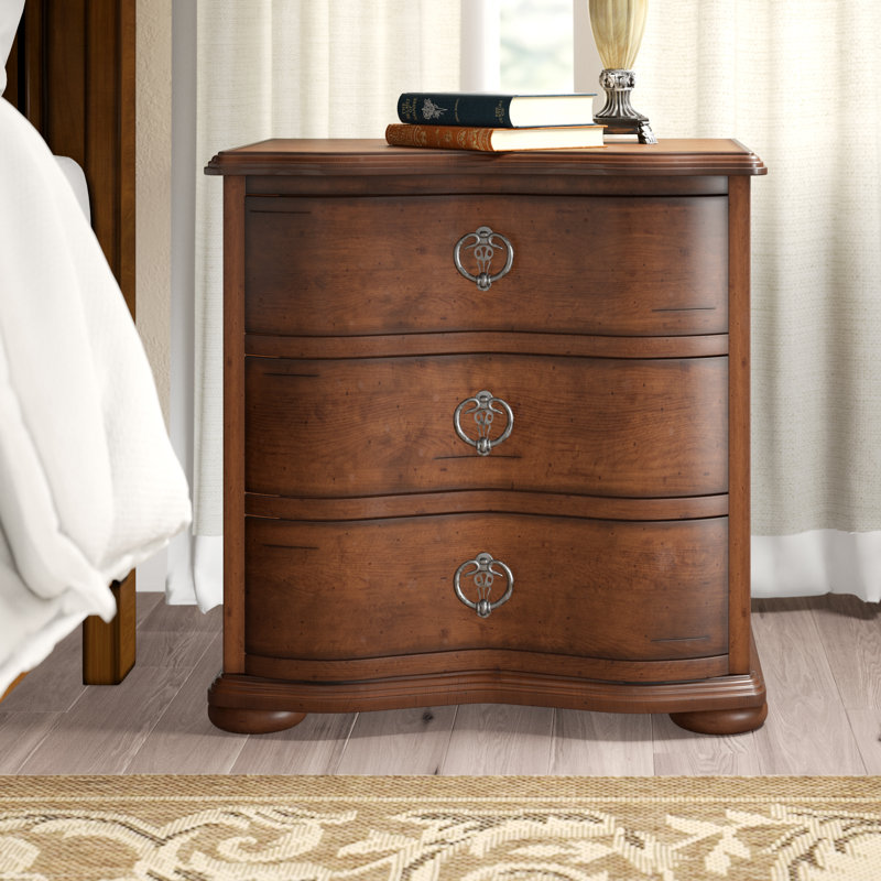Commode anglaise en bois massif à 3 tiroirs en cannelle Natalya