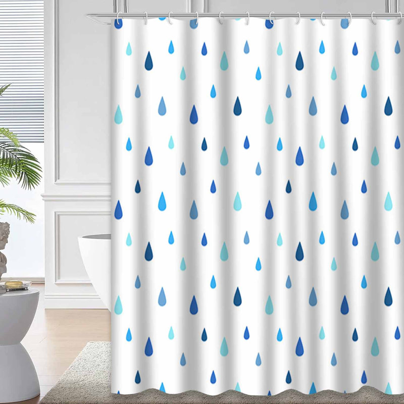 Rideau de douche avec 12 crochets Rain, L 72 po x l 84 po