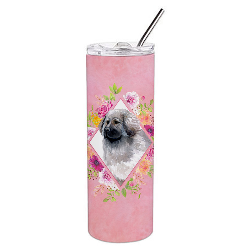 E23BF9F8391D466E9CA4F8DFEBD9A7DB de verre 20 oz à double paroi en acier inoxydable chiot, Chien de garde de Moscou, Rose