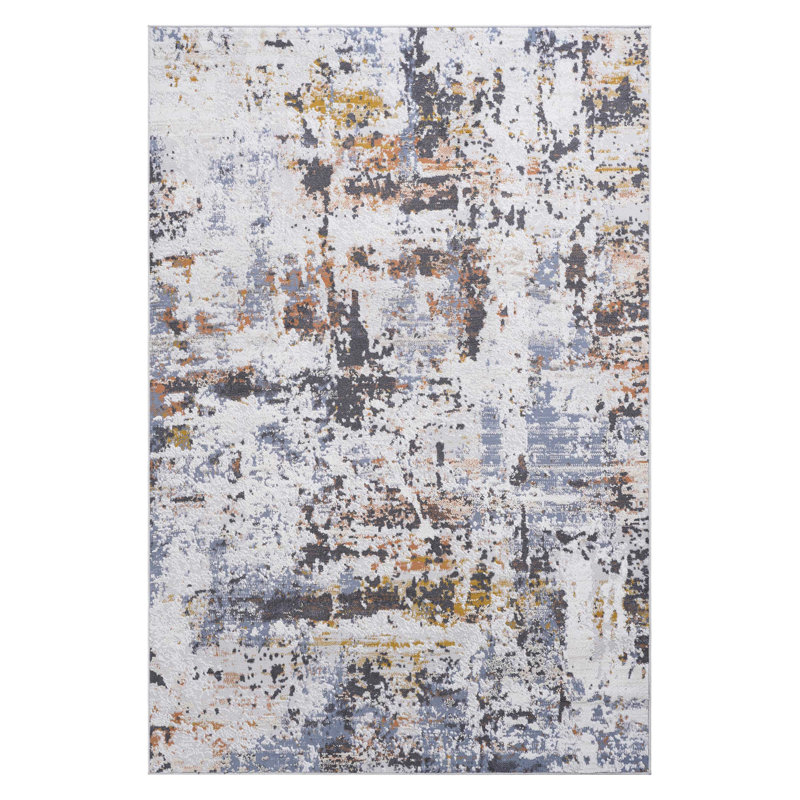 5X7 /Navy Rug - Non-Shedding, Stain , Suits Living Room, Bedroom, Dining Room Ornamental Purpose Abstract Stain-, Adorns Gracefully