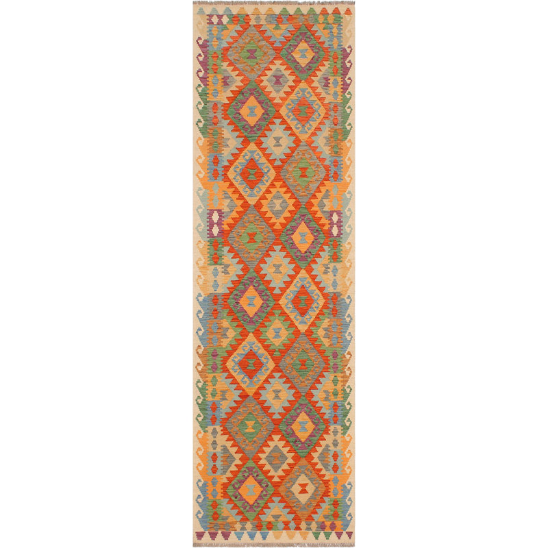 Tapis de couloir géométrique en laine noué à la main 2 pi 10 po x 9 pi 10 po Cedora