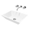 VIGO Matte Stone Vinca Composite Rectangular Vessel Bathroom Sink In White With Titus Faucet And Pop-Up Drain In Matte Black