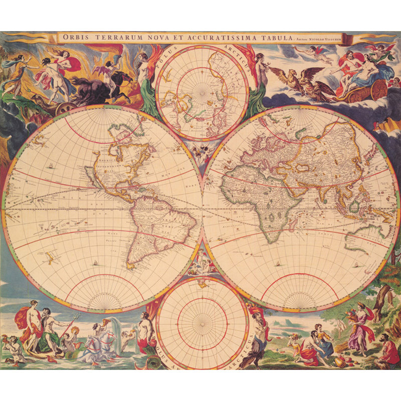 Carte du monde, H 15 po x l 18 po