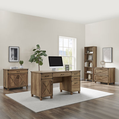 4 Piece Rectangular Executive Desk Office Set