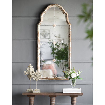 Large 22" X 48" Cream & Gold Mirror With Ornamental Border For Home Framed Medallion Detail