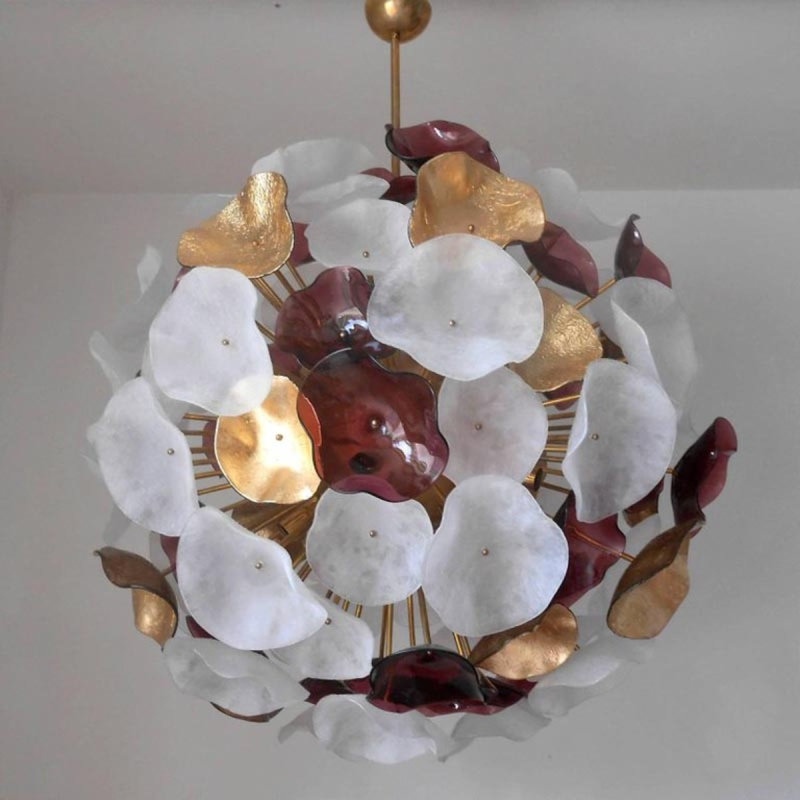 Lustre globe en laiton 36 lumières Murana, Nickel noir, Clair, 40” Length x 40“Width x 54” Height