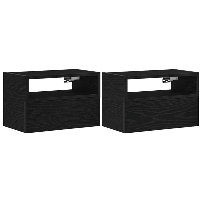 Cabriales 45cm W Manufactured Wood Bedside Table, Black, 2