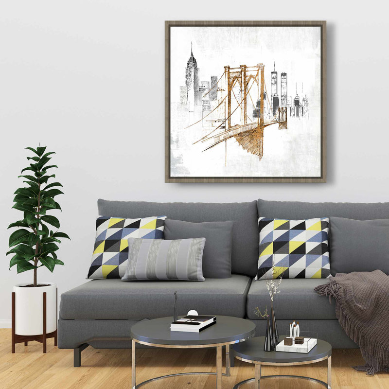 Brooklyn Bridge Blurry S croquis - Toile encadrée, décoration intérieure