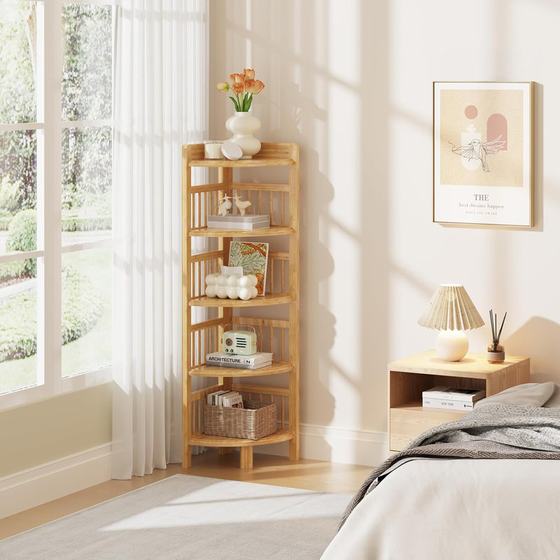 Shyma 30cm W Bamboo / Rattan Shelving Unit, 5