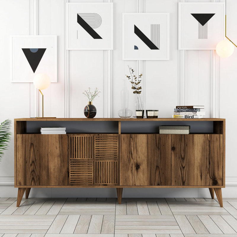 Console Adrius, Noyer, Noyer, H 30,9 po x l 70,9 po x P 13,8 po
