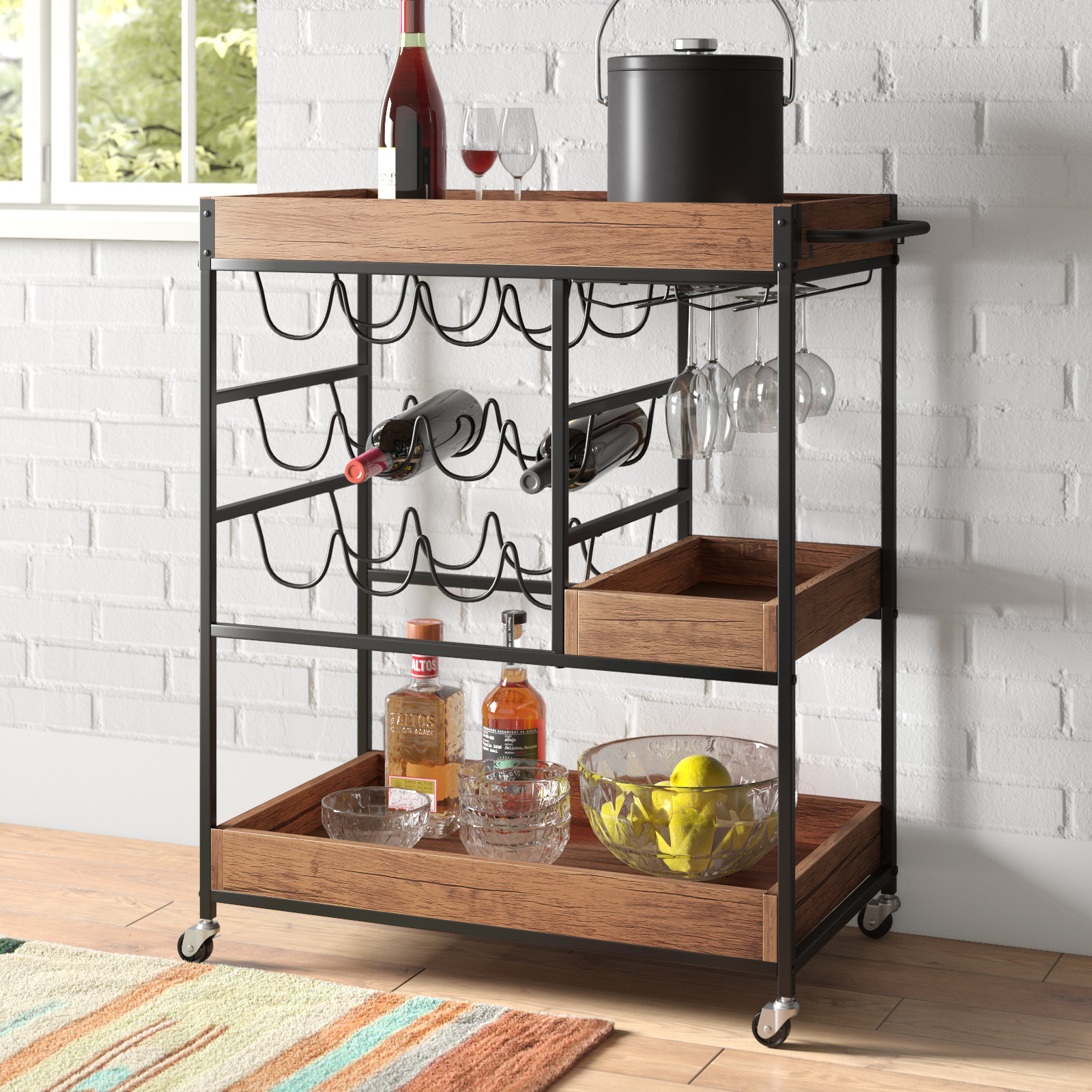 Trent Austin Design® Pouliot MDF Laminate Bar Cart & Reviews | Wayfair