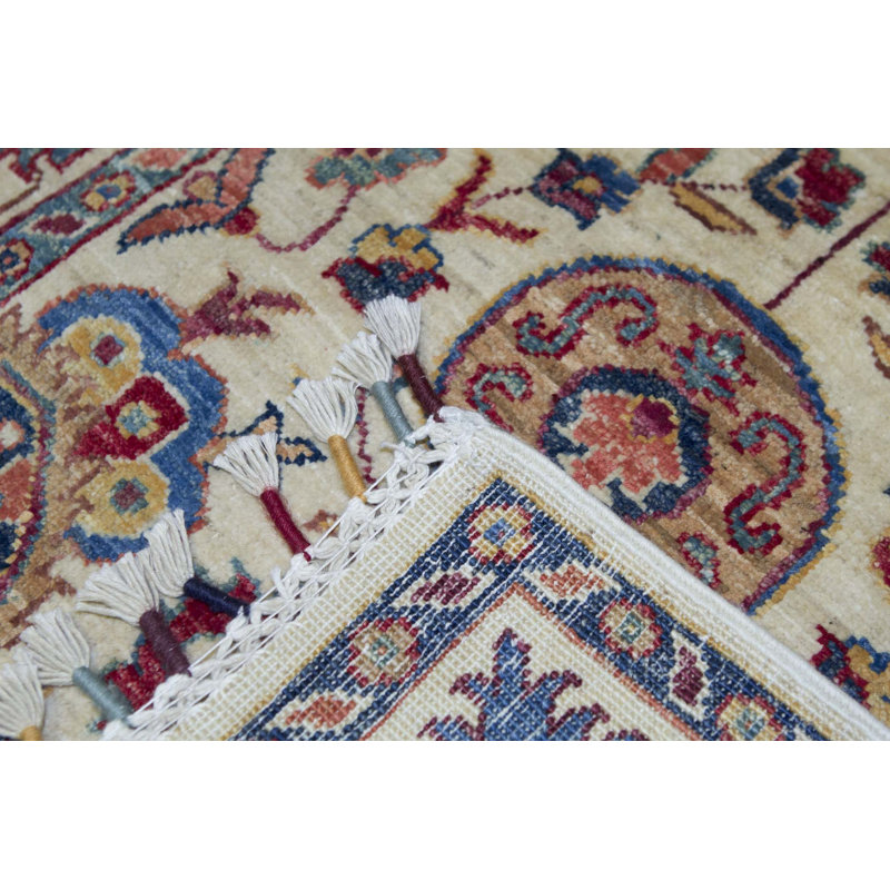 One-of-a-Kind Hand-Knotted High-Quality Ivory/Red/Yellow/Blue Runner