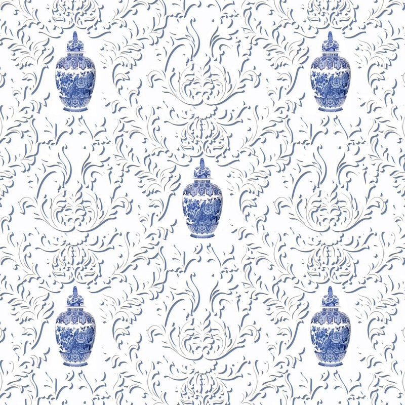 Royal Delft Lion Jar Fabric