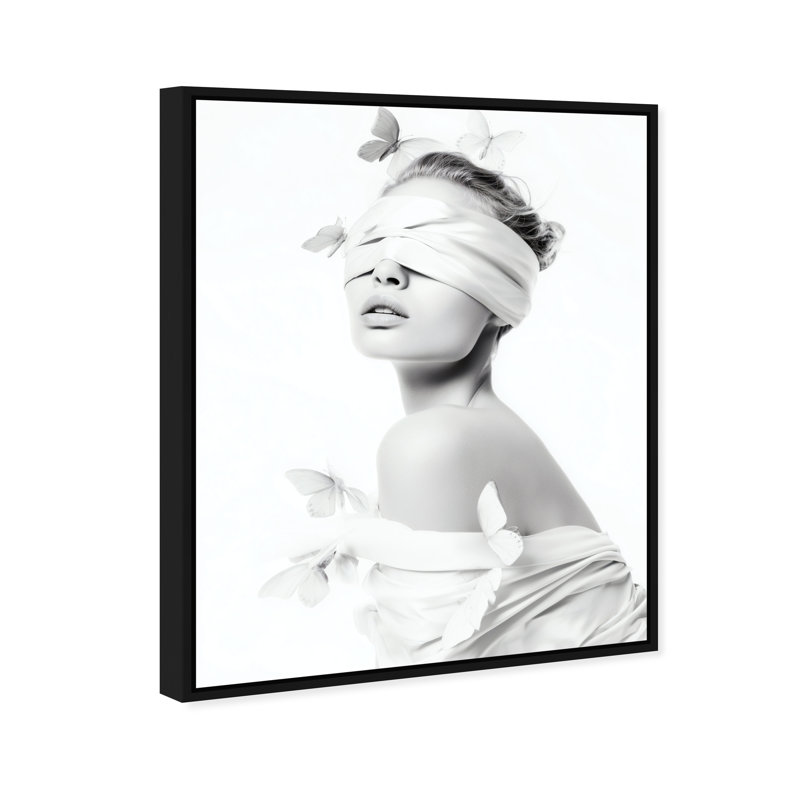 Fluttered Insight Animals & Insects Canvas Print by Oliver Gal, Black Frame, 16 x 20, 21"H x 25"W, Black Floater Frame