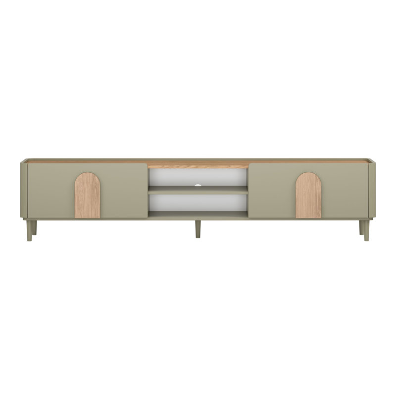 Sadeen Tv Stand With Legs, Green/Brown, 48 cm H x 220 cm H x 48 cm D