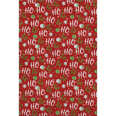 Premium Machine Washable Lelland AMF1810 HoHoHo Christmas Rug