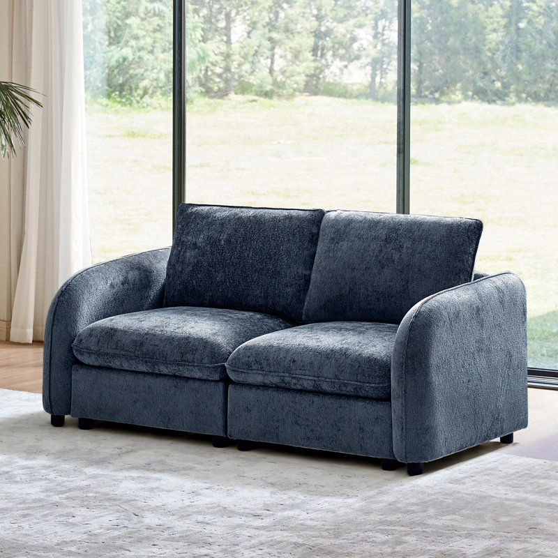 Canapé modulaire moderne avec rangement Terencio, H 34,5 po x l 75 po x P 35,75 po, Marine
