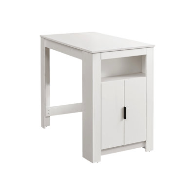 Petite table de salle à manger rectangulaire de 48 po de hauteur comptoir, en stratifié blanc avec rangement, table de hauteur élégante, esthétique moderne