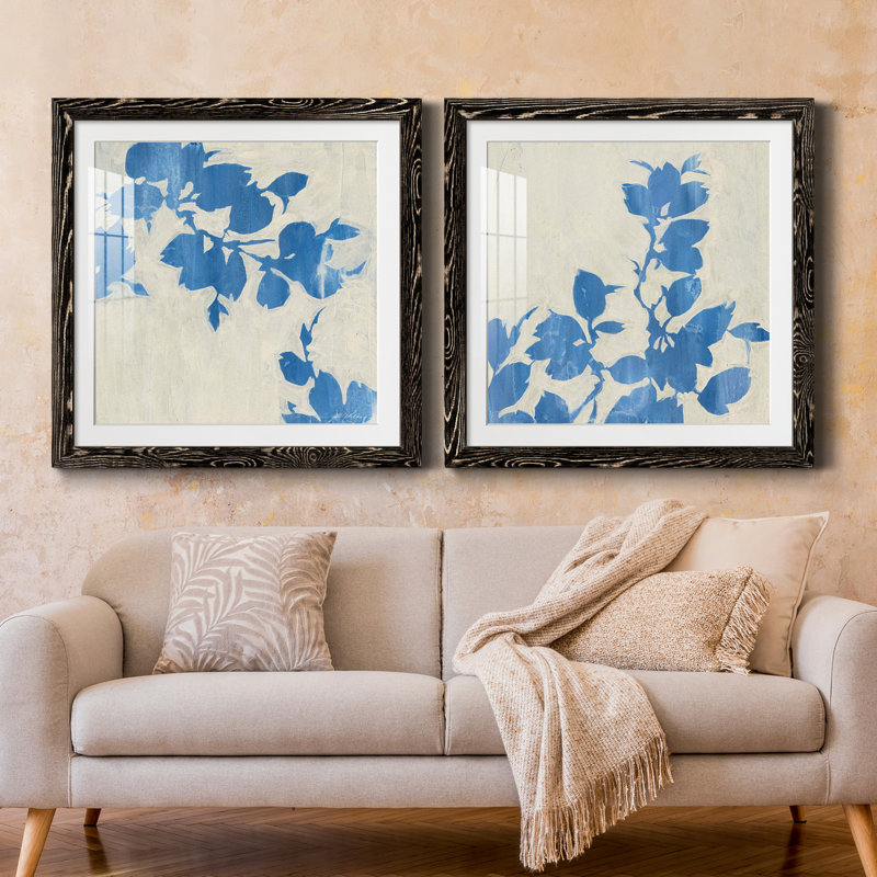 Falling Leaves III - ensemble de 2 reproductions d'art sur papier encadré, H 31,5 po x l 63 po x P 1,5 po, Cadre noir