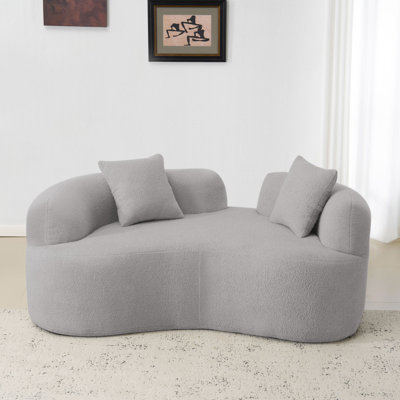 Causeuse courbée avec éponge à compression complète, tissu de velours en peluche, conception sans assemblage, idéale pour les espaces de détente et de rassemblement