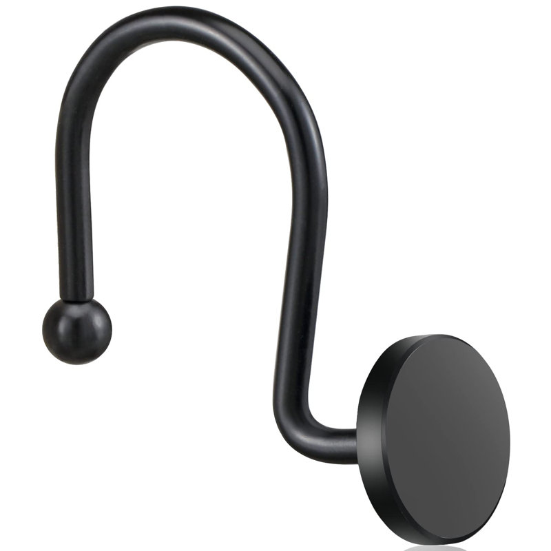 Anneaux de rideau de douche noirs en métal antirouille rond décoratif anneaux de douche pour tringles de douche de salle de bain, ensemble de 12 crochets solides robustes