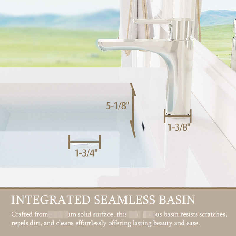 Meuble-lavabo mural flottant en bois 48 po avec lavabo, surface solide, tiroirs à fermeture en douceur, peu encombrant, faible consommation d'eau