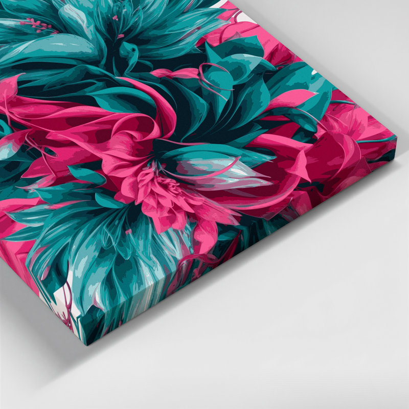 "Abstract Florals 92", art mural sur toile verte, H 12 po x l 12 po
