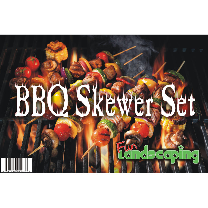 14-inch Steel and Bamboo Kabob Skewer Set