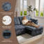 Canapé-lit de 90 po de largeur 3 en 1 avec dossier réglable, fauteuil inclinable 3 places et chargement USB pour le salon, bleu-120843441